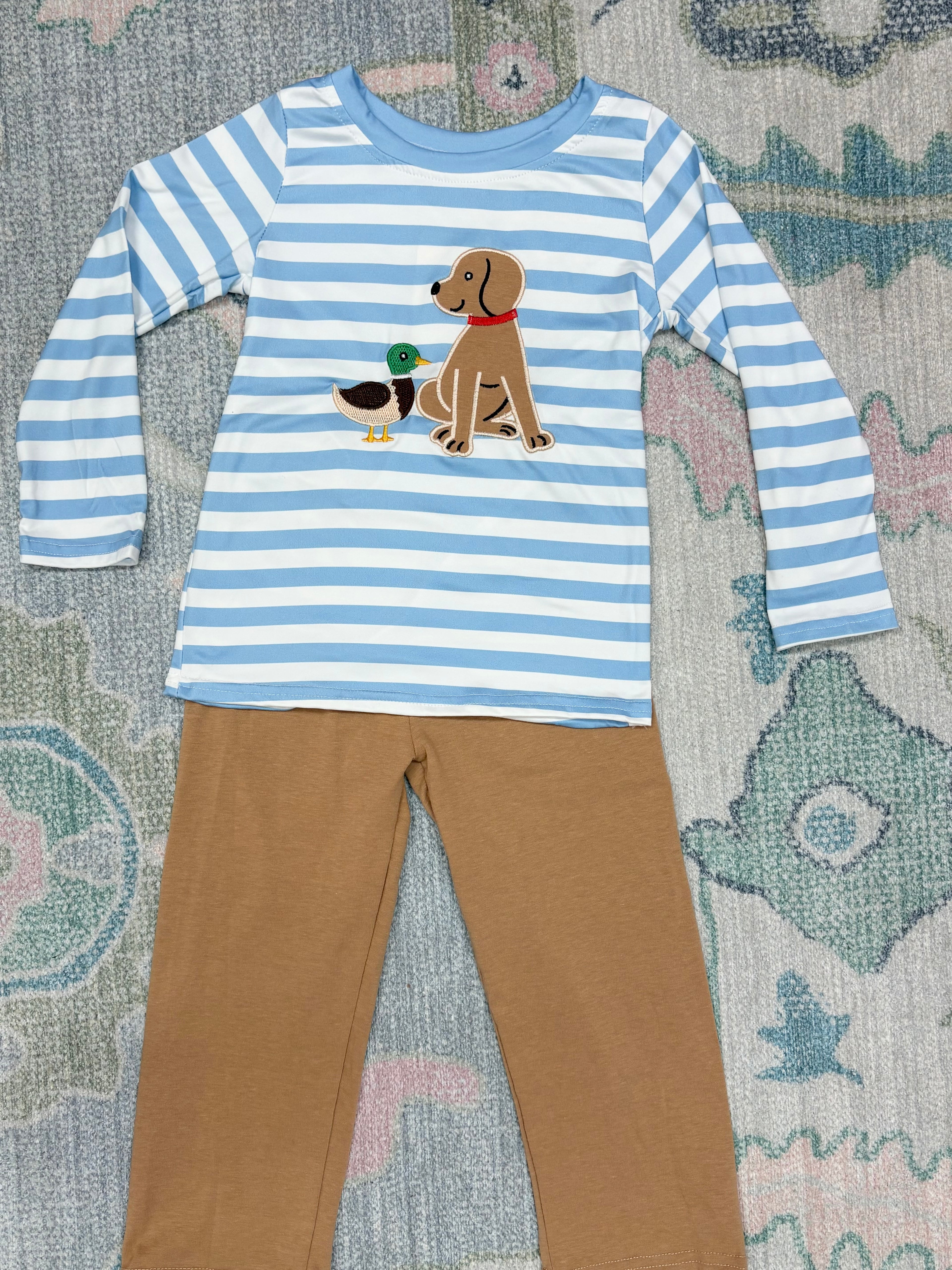 Duck Dog Appliqué Pants Set