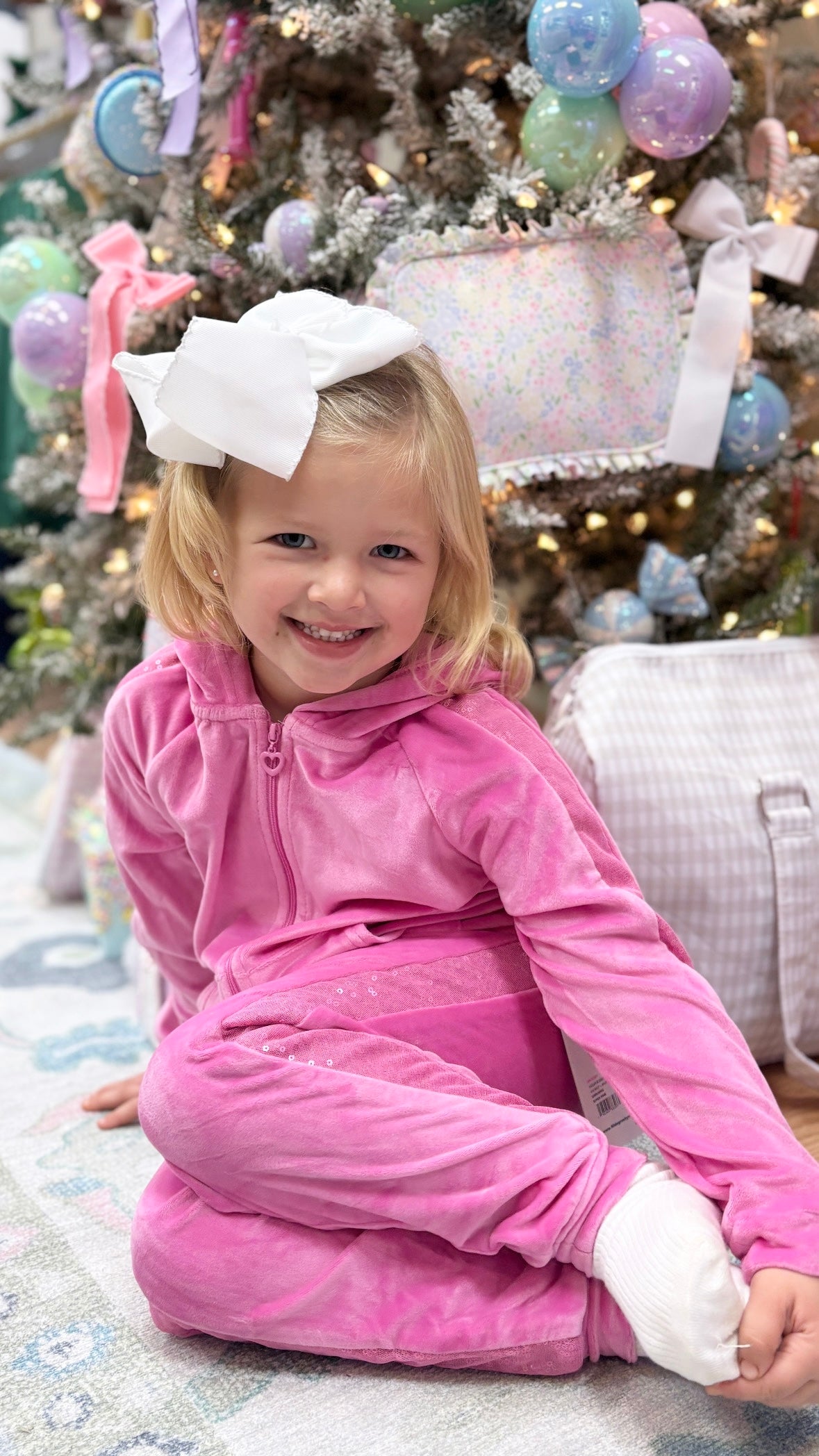 Super Pink Velour Shimmer Hoodie Jogger Set