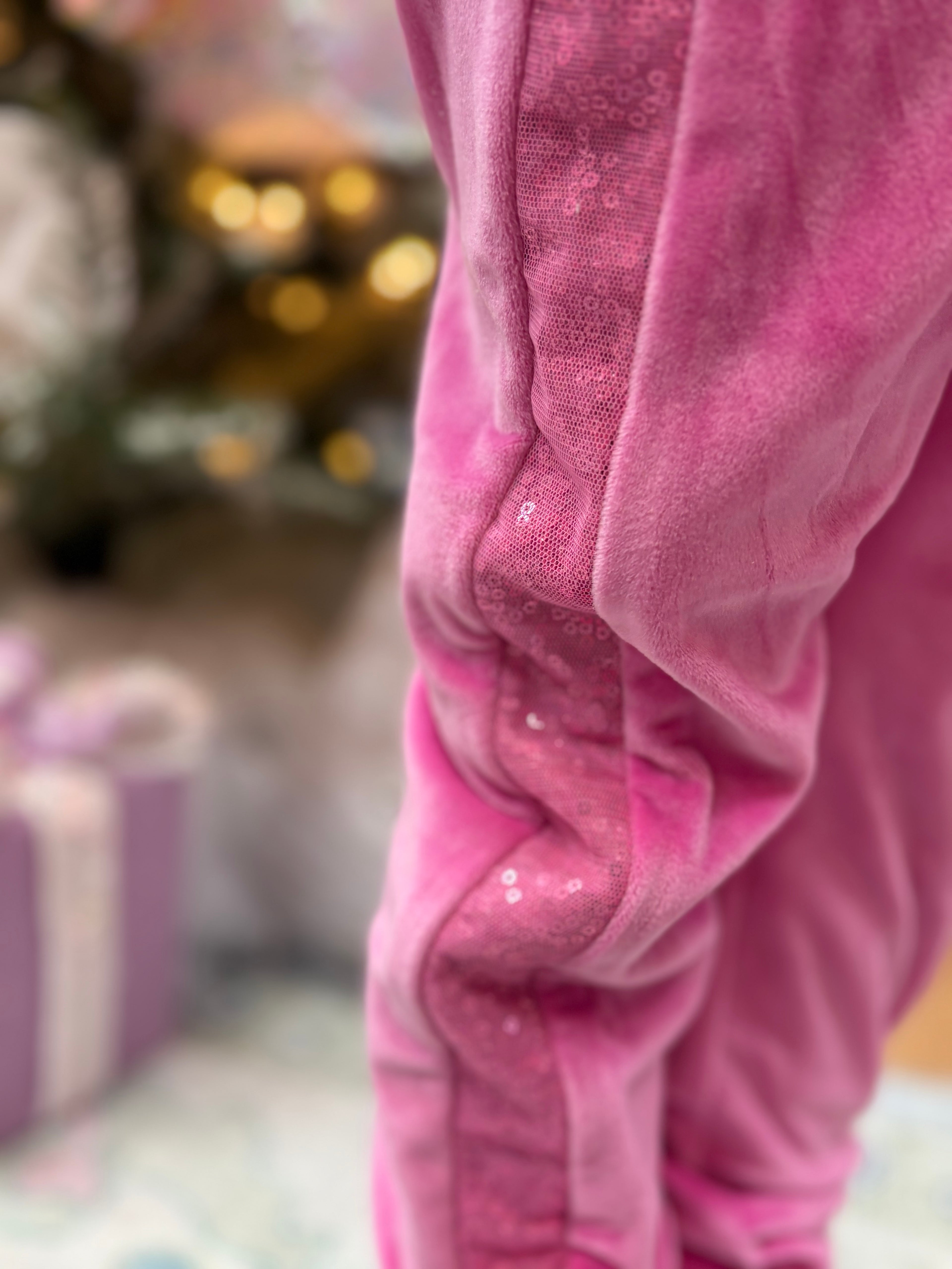 Super Pink Velour Shimmer Hoodie Jogger Set