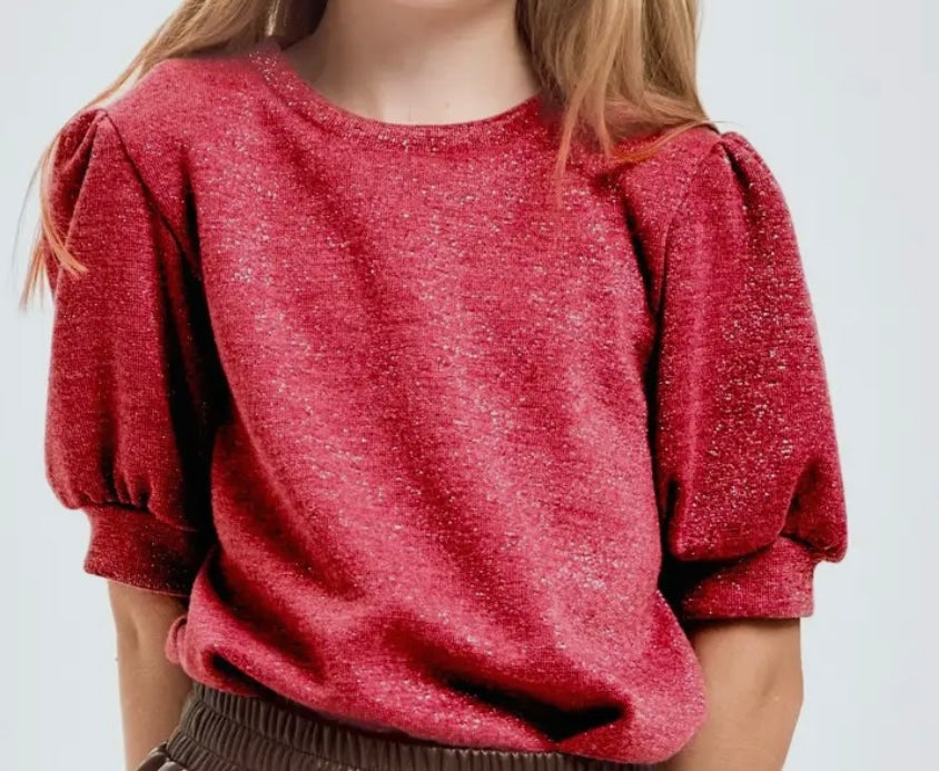 Red and Silver Sparkling Top