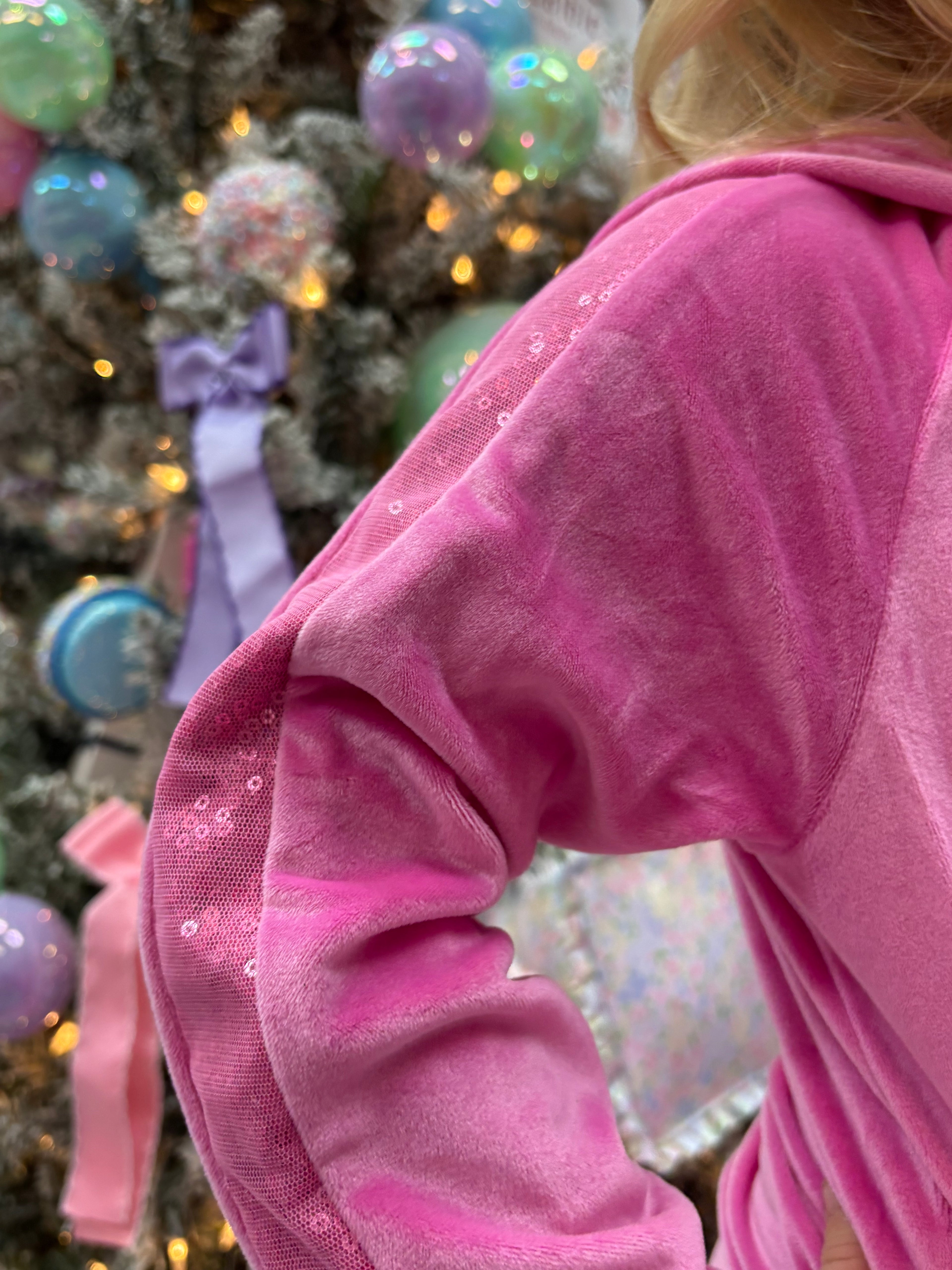 Super Pink Velour Shimmer Hoodie Jogger Set