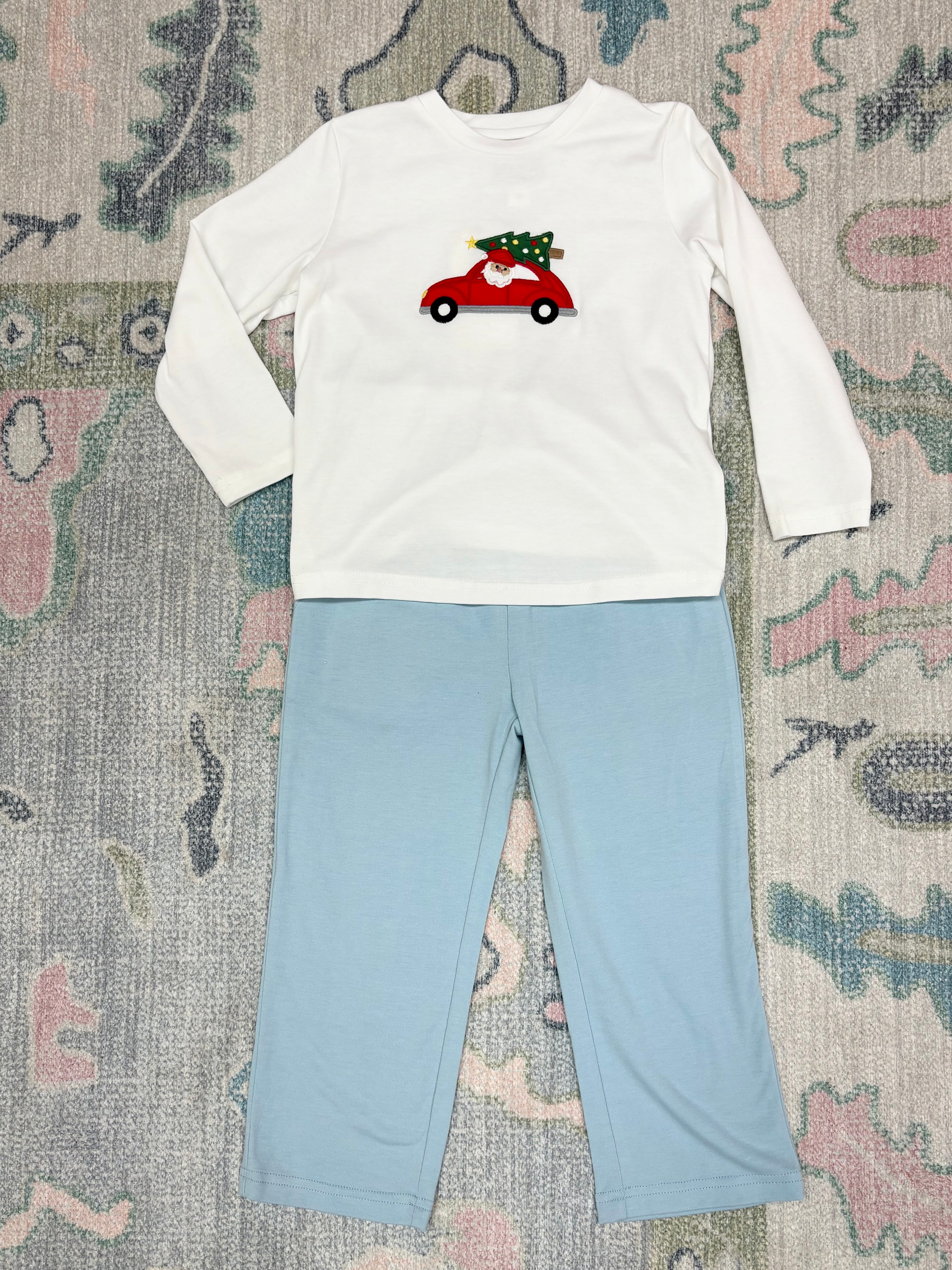 Santa Car Blue Pants Set