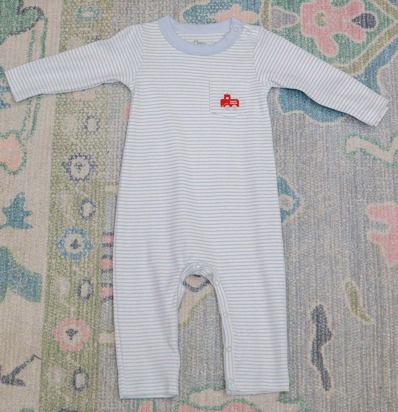Boys Pima Romper Firetrucks
