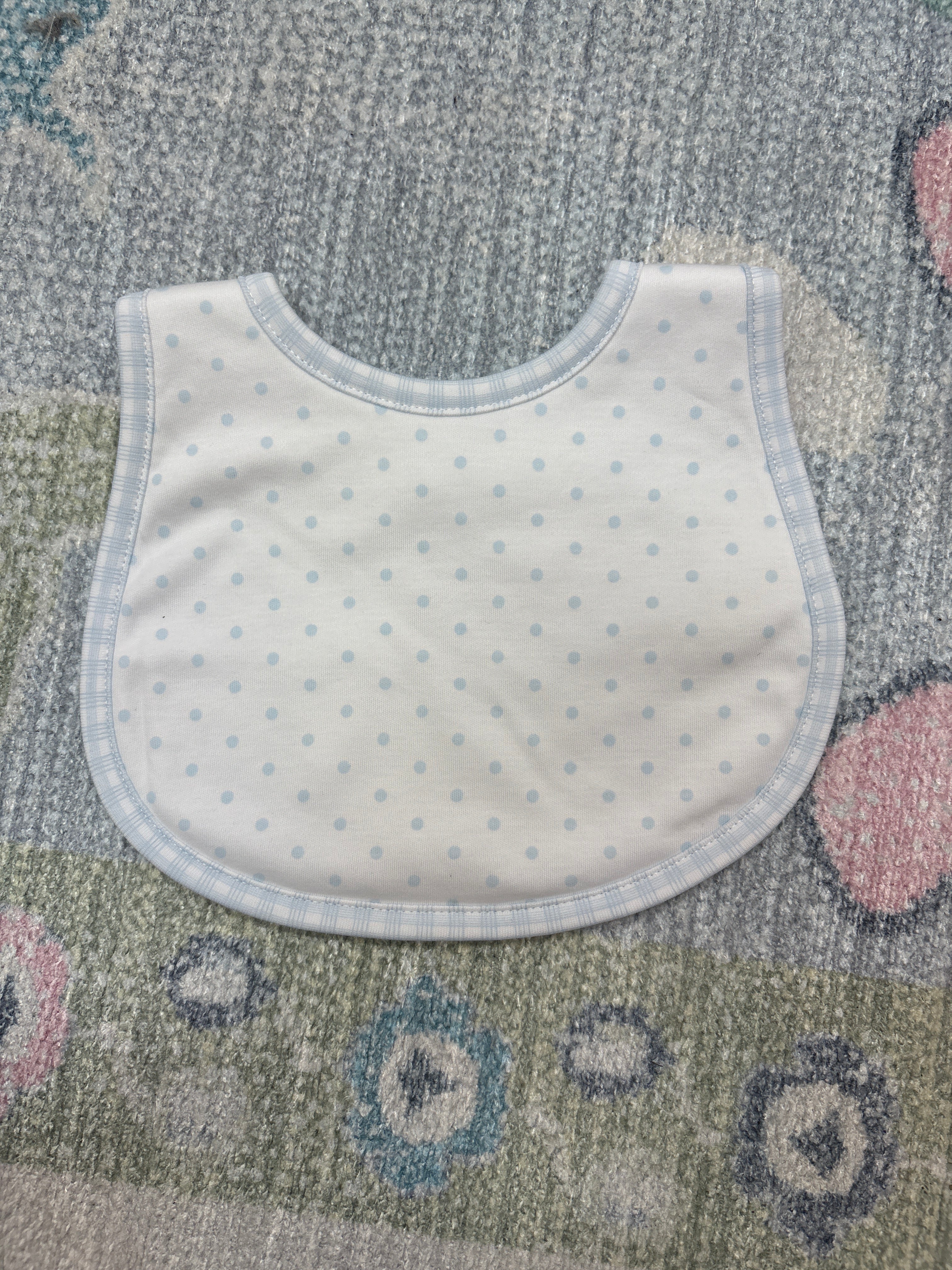 Gingham Dots Bib-Blue