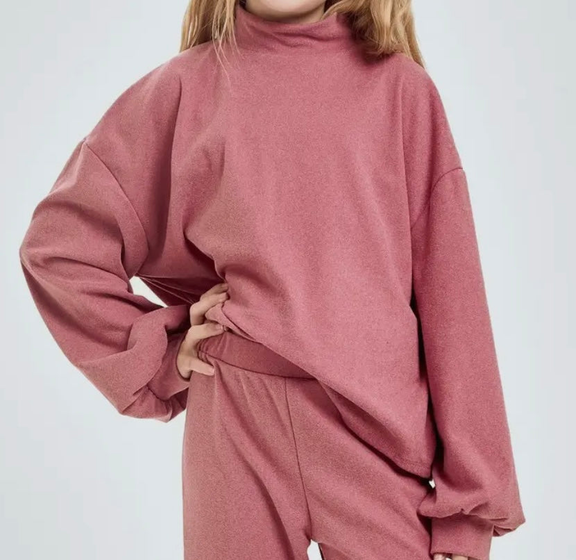 Mauve Corduroy Mock Neck