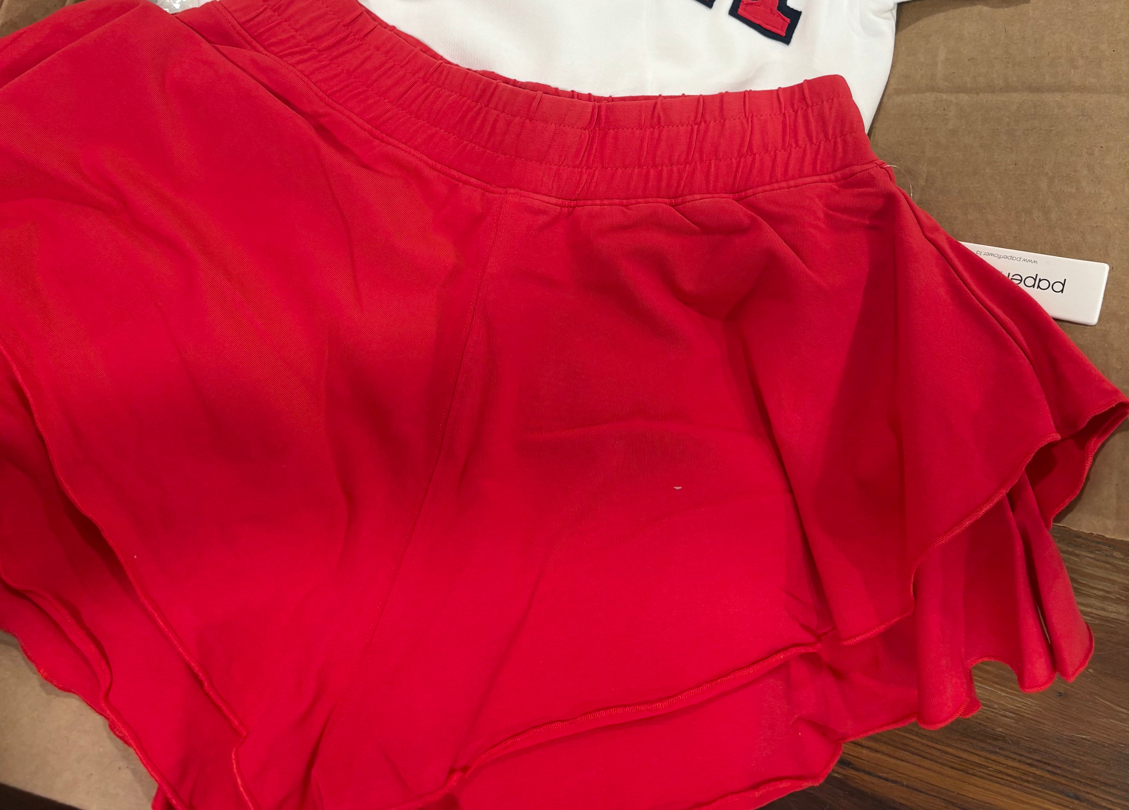Red Ruffle Butterfly Shorts