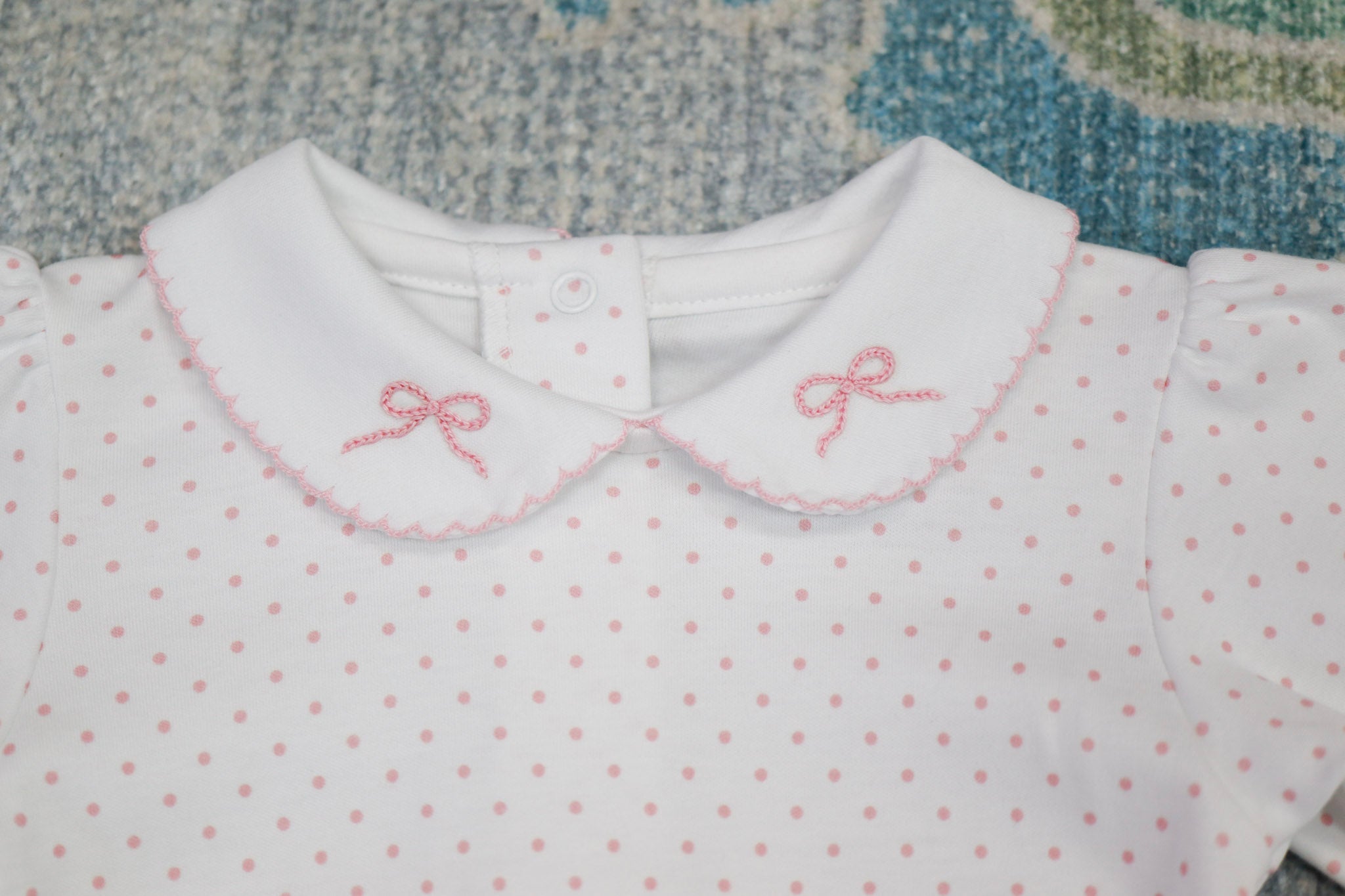 Girls Bow & Dots Pima Romper