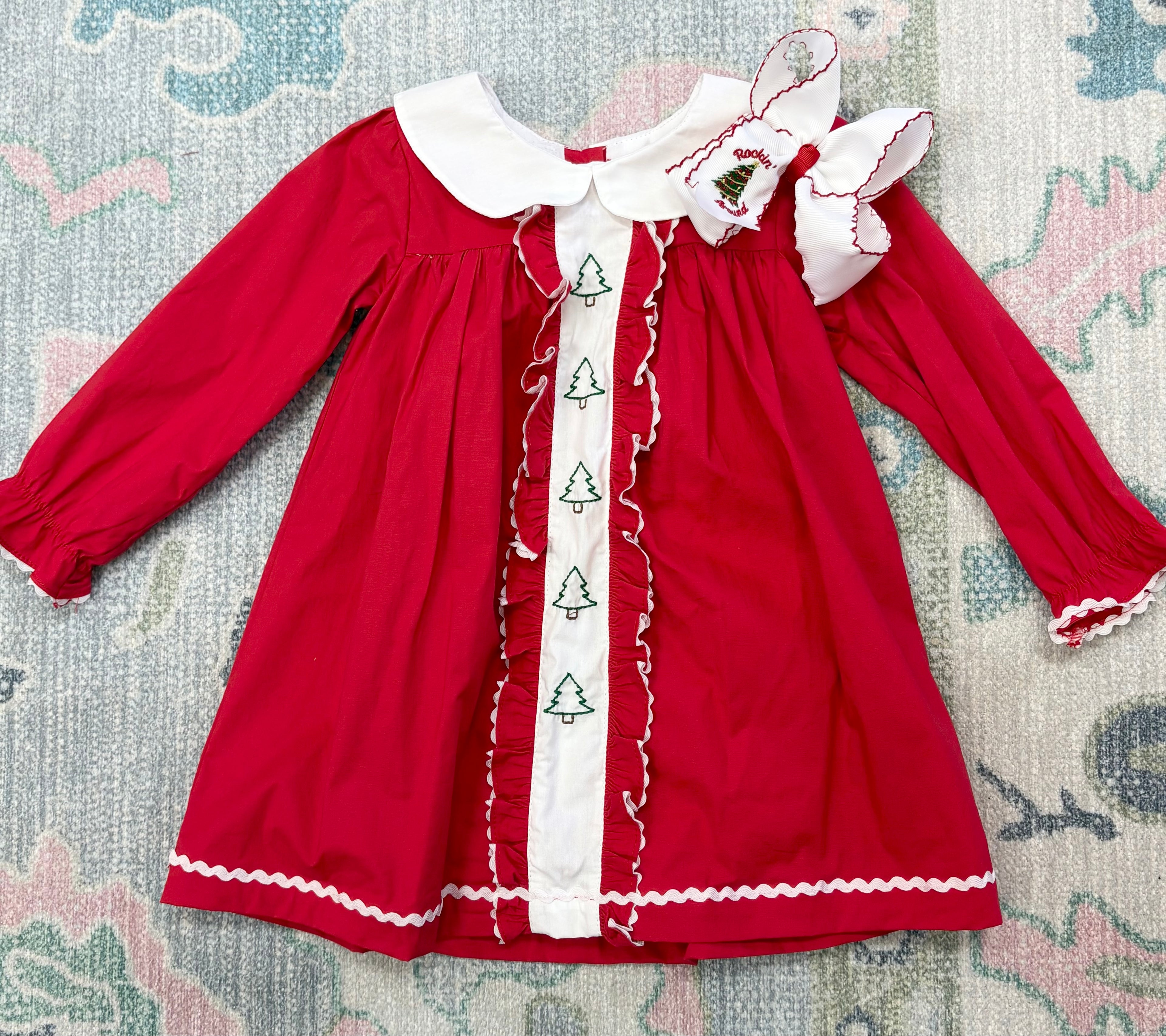 Christmas Tree Red Ruffle Dress
