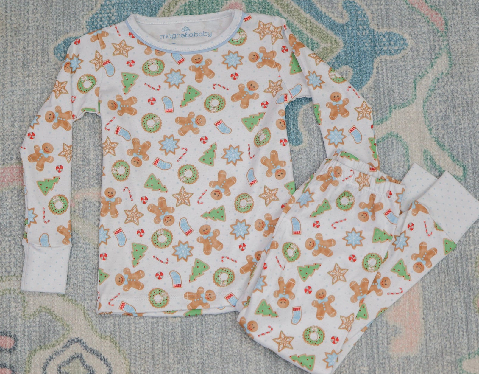 Frosted Wonderland Long Pajamas - Light Blue