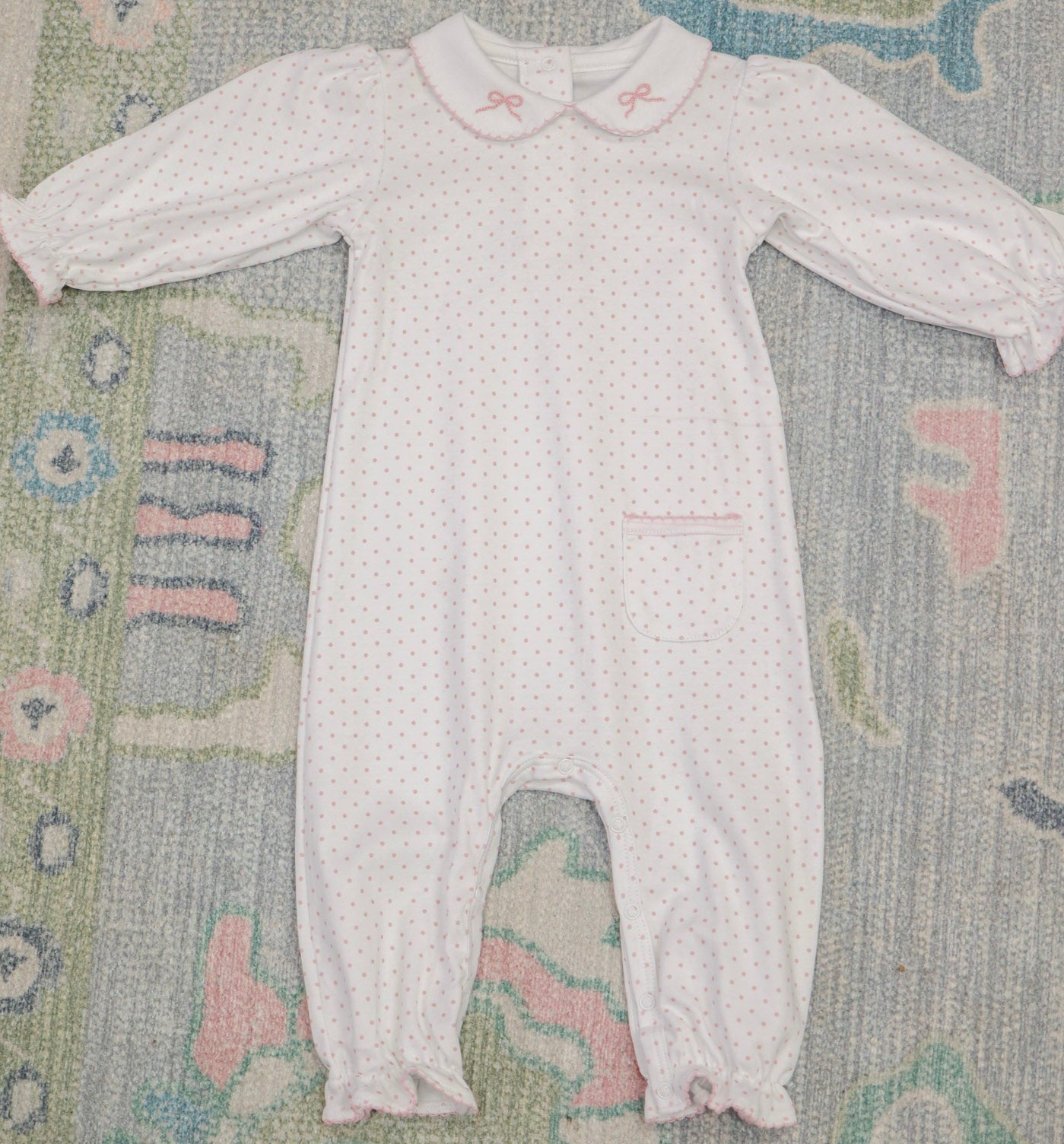 Girls Bow & Dots Pima Romper