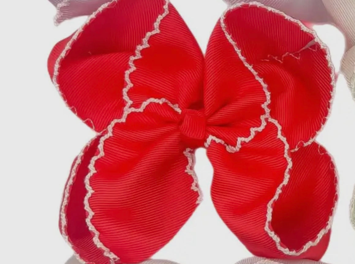 Red 6in Moonstitch Hairbow