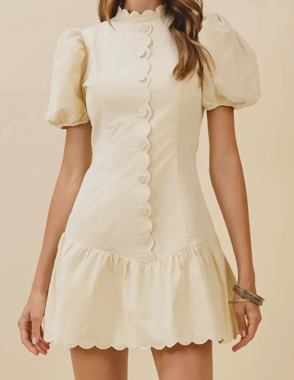 Scalloped Detail Fitted Dress