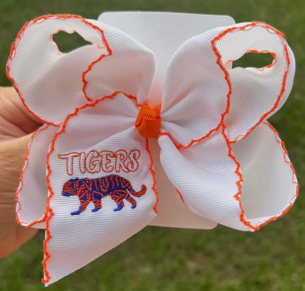 Clemson Tiger Moonstitch Hairbow