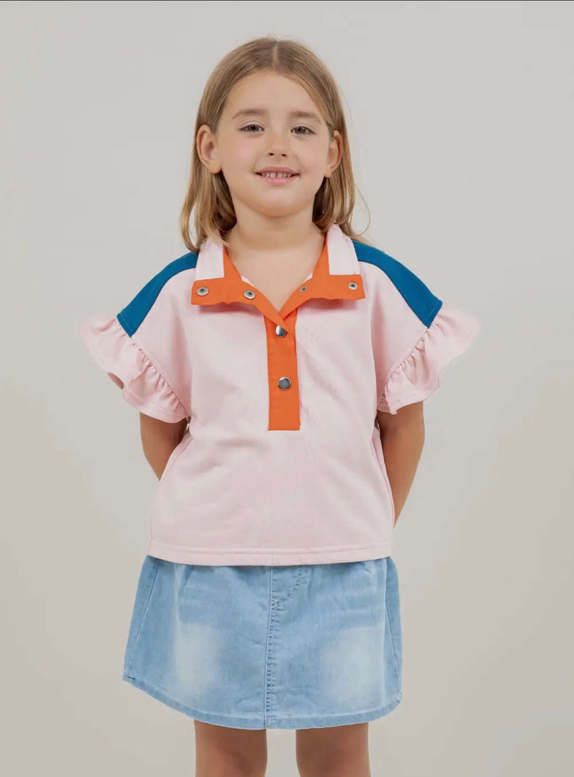 Color Block Ruffle Sleeve Top
