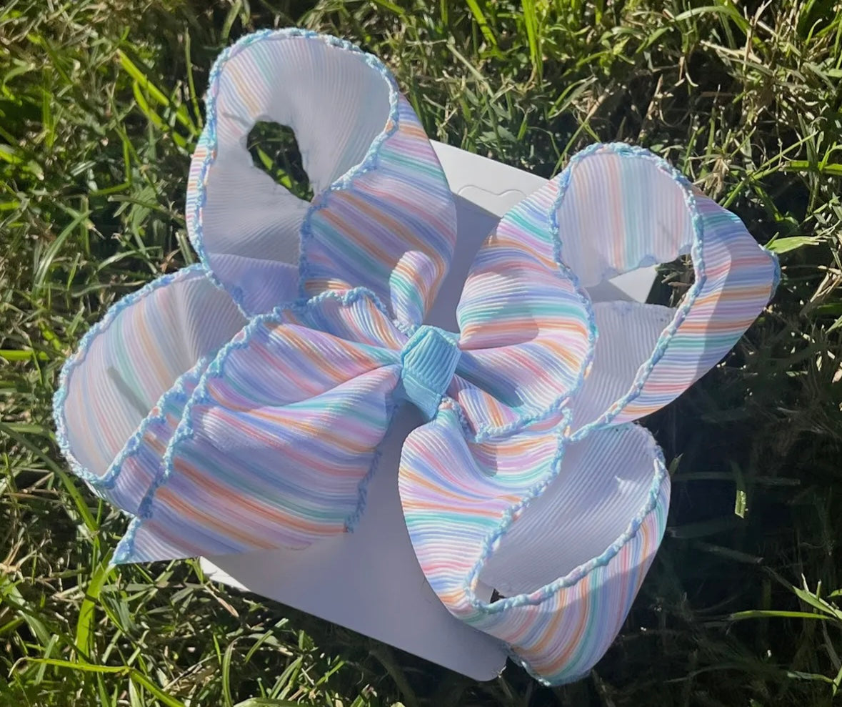 Pastel Stripe Moonstitch Hairbow