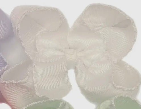 White 6in Moonstitch Hair Bow