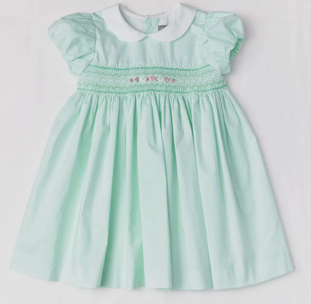 Mint Smocked Flower Dress