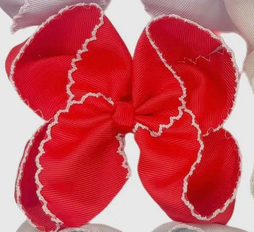Red 7in Moonstitch Hairbow