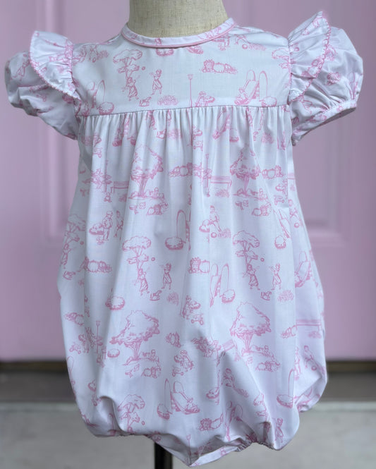 Toile de Jouy Pink Everly Bubble