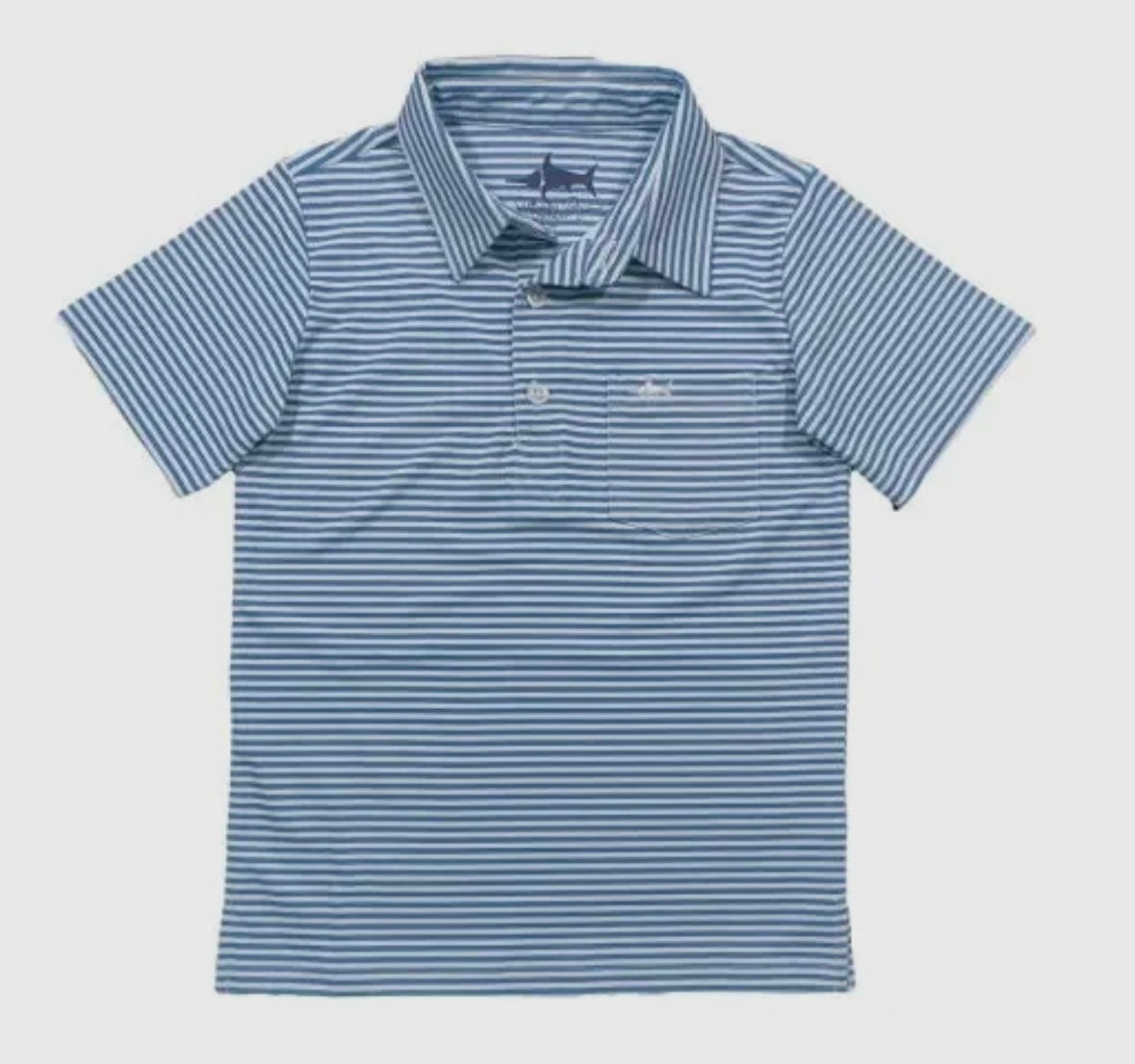 Parisian Inshore Striped Blue Performance Polo
