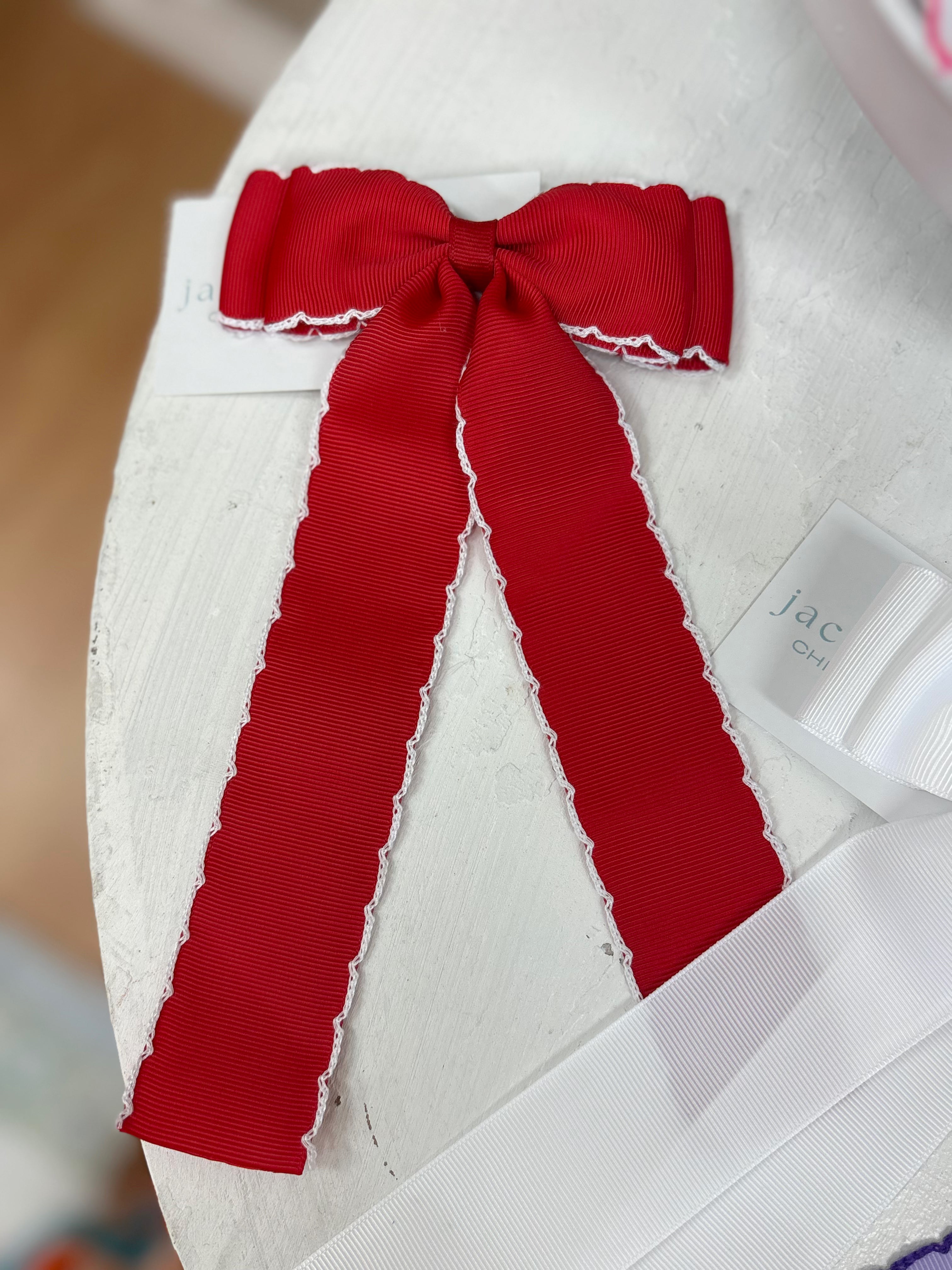 5in Red Double Stacked Moonstitch Bow